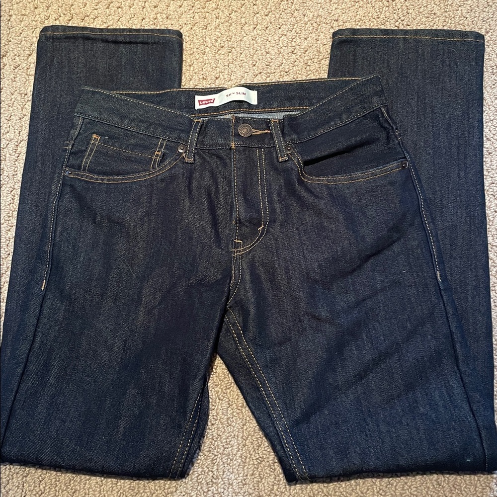 Levi’s Boys Dark Indigo Straight Jeans size 16 Regular 511 SLIM